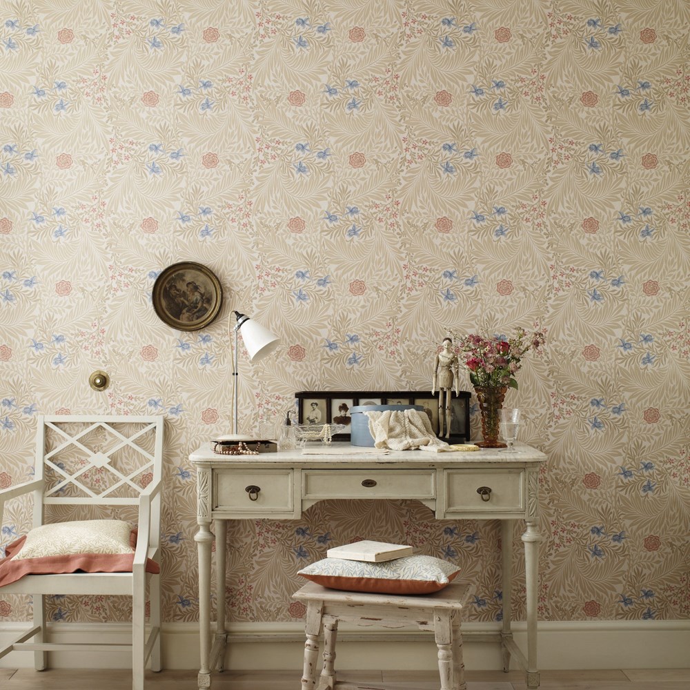 Larkspur Wallpaper 212557 by Morris & Co in Manilla Old Rose